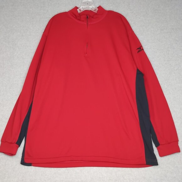 Mizuno Mens XXL Body Warming Breath Thermo Poly Blend 1/4 Zip Pullover Red Black - Picture 1 of 12